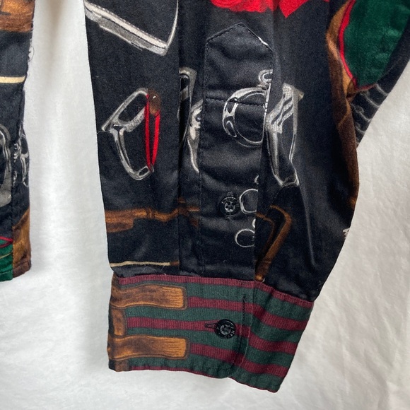 Lauren Ralph Lauren Women's Black Equestrian Horse Print Button-Down Shirt - Picture 7 of 15